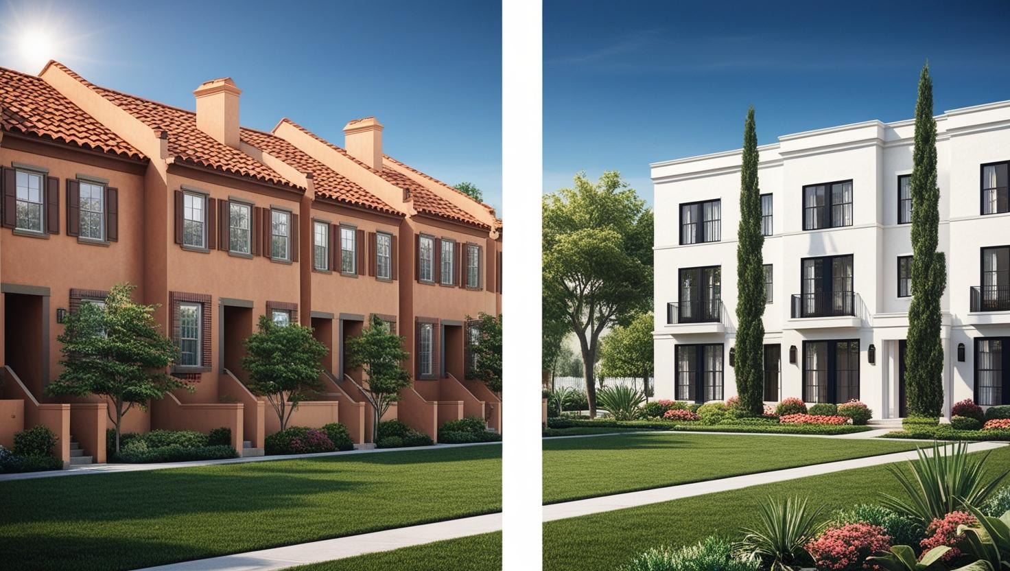 image of townhouse vs villa