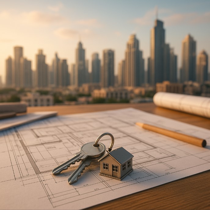 image of house with a key and map